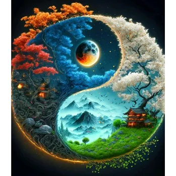 Diamantové malování Zakázková pro Diamantovani.cz YinYang příroda (50 x 50)