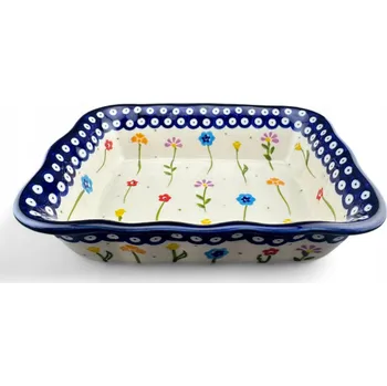 Malá vlnitá mísa, zapékací miska 0,5 l Květiny 251 Ceramika Bolesławiec