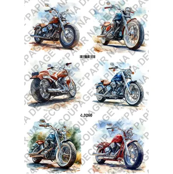 Umělecký papír Rýžový a soft papír na decoupage - Motorka - KB3260 Materiál: Soft, Rozměr: A4