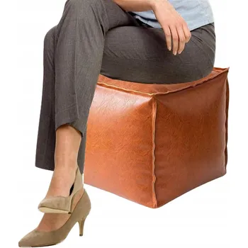 Taburet TABURET KOSTKA PODNOŽKA 40X40X40 CM EKOKŮŽE SKLÁDACÍ ORANŽOVÁ SNADNÉ