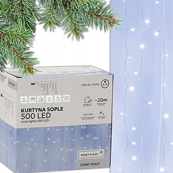 Vánoce SVĚTELNÝ ZÁVĚS rampouchy VÁNOČNÍ SVĚTÝLKA VENKOVNÍ NA STŘECHU DVŮR 500 LED 20+3 M