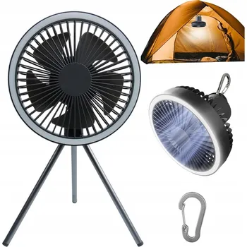 Domácí ventilátor VENTILÁTOR SE SVĚTLEM ZÁVĚSNÝ A STOJÍCÍ 2 V 1, 3 RYCHLOSTI, PRO KEMPINK
