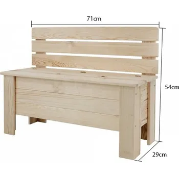 Zahradní lavice Malá dřevěná lavička s úložným prostorem B-12 surová 54x71x29