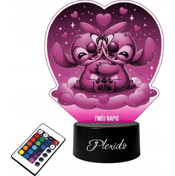 Dekorativní svítidlo LAMPKA na SKLE Lilo a Stitch Anděl 3D LED RGB + DÁLKOVÝ OVLADAČ 16 BAREV