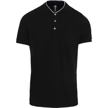 Pánská košile KARIBAN VINTAGE K223 / Pánská polokošile s mao límečkem - black/oxford grey XXL