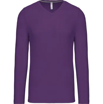 KARIBAN VINTAGE V-NECK K358 / Pánské tričko s dlouhým rukávem - purple M