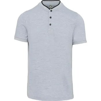 Pánská košile KARIBAN VINTAGE K223 / Pánská polokošile s mao límečkem - oxford grey/black XS