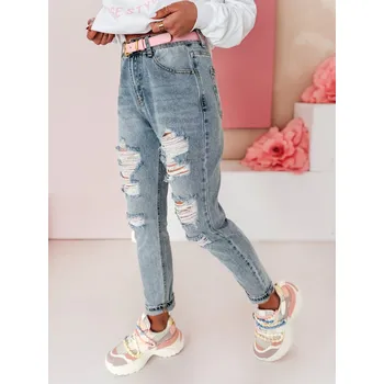 Dámské džíny DEámské džíny děrované MOMVIBE Dstreet UY2459 Barva: Modrá - světle, Velikost: L