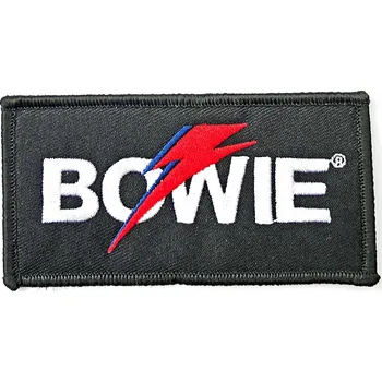 Nášivka David Bowie tkaná nažehlovačka PES 100x49 mm, Flash Logo