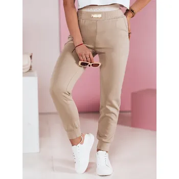 Dámské tepláky slim fit LA VOGUE Dstreet UY2395 Barva: Béžová, Velikost: XXL