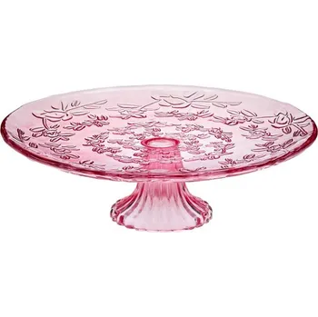 Stojan na dort, skleněný, růžový Rozměr: průměr 19,5 cm