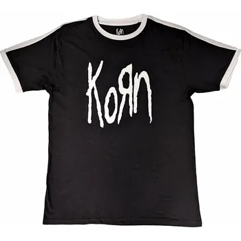 Pánská móda Korn tričko, Logo Ringer Black, pánské XL