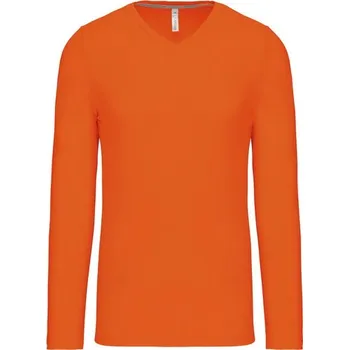 Pánské tričko KARIBAN VINTAGE V-NECK K358 / Pánské tričko s dlouhým rukávem - orange L