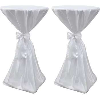 Potah na židli zahrada-XL Potahy na stůl bílé, 80 cm, s mašlí, 2 ks 241189