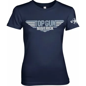 Dámské tričko Top Gun tričko, Maverick Distressed Logo Girly Navy, dámské XL