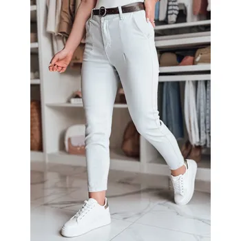 Dámské kalhoty Dámské kalhoty slim fit s páskem TAIRONIK Dstreet UY2538 Barva: Šedá - světle, Velikost: M