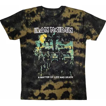 Pánská móda Iron Maiden tričko, A Matter Of Life &amp; Death Dye Wash Brown, pánské S