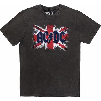 Pánské tričko AC/DC tričko, Flag Stone Wash Charcoal Grey, pánské M