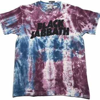 Pánské tričko Black Sabbath tričko, Wavy Logo Dye Wash Eco Blue &amp; Red, pánské S