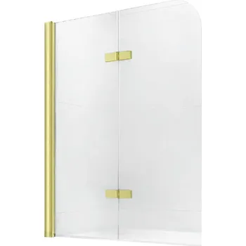 Vanová zástěna Mexen Felix vanová zástěna 2listá 100 x 140 cm, transparentní, zlatá - 890-100-002-50-00