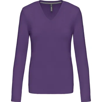 Dámské tričko KARIBAN VINTAGE V-NECK K382 / Dámské tričko s dlouhým rukávem - purple M