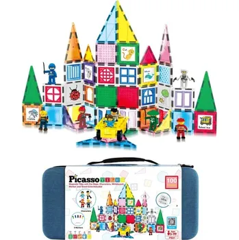 ostatní stavebnice Picasso Tiles PicassoTiles – Magnetická stavebnice Builders Set 100 ks s úložným kufříkem