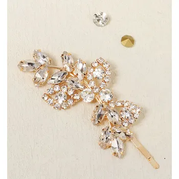 Souprava šperků B-TOP Štrasová sponka do vlasů Leaves - zlatá