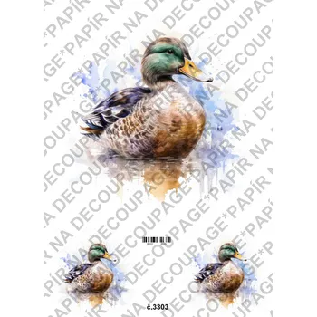 Umělecký papír Rýžový a soft papír na decoupage - Kachna - KB03303 Materiál: Soft, Rozměr: A4