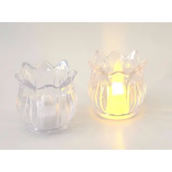 Svícen Plastový svítící svícen s LED svíčkou - KVĚT