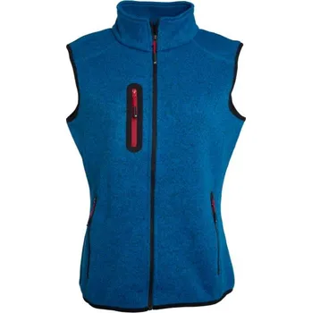Dámská vesta DAIBER JN 773 / Dámská pletená fleecová vesta se stojáčkem - royal melange/red M