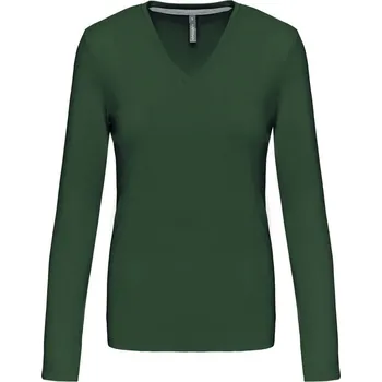 Dámské tričko KARIBAN VINTAGE V-NECK K382 / Dámské tričko s dlouhým rukávem - forest green XXXL
