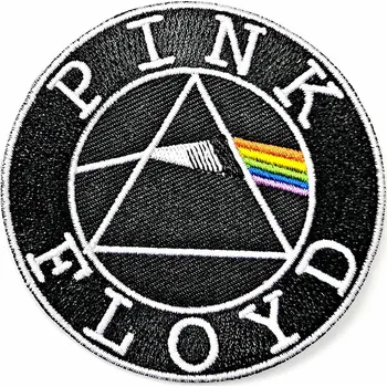 Nášivka Pink Floyd tkaná nažehlovačka PES 76 mm, PF Circle Logo