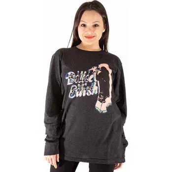 Pánské tričko Billie Eilish tričko dlouhý rukáv, Neon Silhouette Charcoal Grey, pánské L