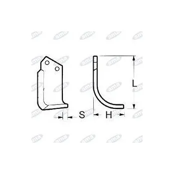 Pracovní nůž NŮŽ ROTAVÁTORU 116 x 170 x 10 MM PRAVÝ Ø 12.5