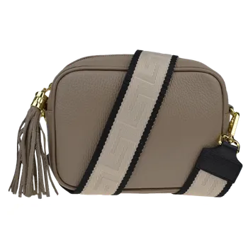 Kabelka NovaKabelka.cz Kožená italská crossbody kabelka Bala Taupe Scura s přídavným popruhem V