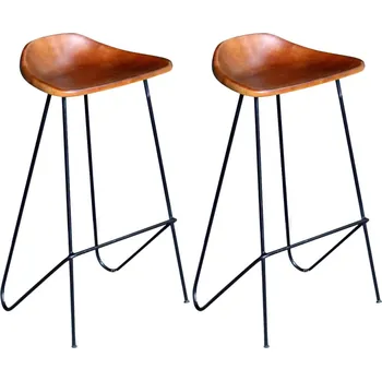 Barová židle zahrada-XL Barové židle 2 ks černé a hnědé pravá kůže 243304