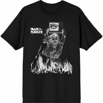 Pánská móda Iron Maiden tričko, Est. 1975 Holy Smoke Flames Crop Black, pánské XXL