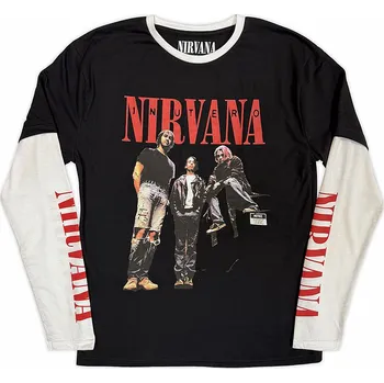 Pánské tričko Nirvana tričko dlouhý rukáv, In Utero Band Photo Black &amp; White, pánské L