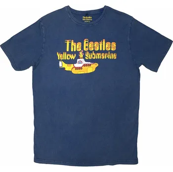 Pánská móda The Beatles tričko, Logo &amp; Sub Stone Wash Denim Blue, pánské S