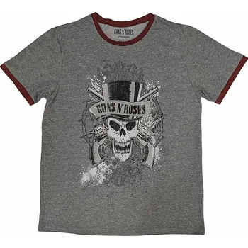 Pánská móda Guns N Roses tričko, Faded Skull Ringer Grey, pánské XL