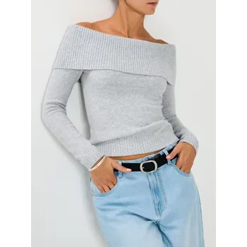 Dámský svetr Sinsay - Svetr s ozdobným výstřihem - šedá - 181FK-09M - 181FK-09M-S