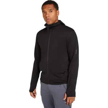 Pánská mikina Pánská merino mikina s kapucí ICEBREAKER Mens 360 Realfleece Elem LS Z Hood, Black velikost: L
