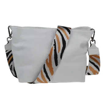 NovaKabelka.cz Kožená italská crossbody kabelka Batilda Bianca s přídavným popruhem II