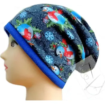 Čepice Zimní houmless čepice sněhulák-modrá