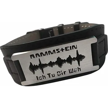 Náramek Rammstein kožený náramek 24 x 3 cm s nerez štítkem, Ich tu Dir weh, unisex