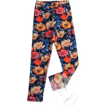 Dívčí legíny Legíny květy na tmavě modré