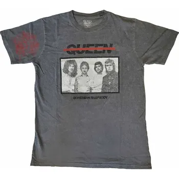 Pánské tričko Queen tričko, Bo Rhap Photo Dye Wash Grey, pánské XXL