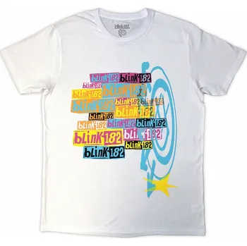 Pánská móda Blink 182 tričko, Multi Stacked Logo White, pánské S