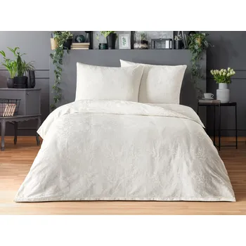 Povlečení Brotex Luxusní žakárové povlečení 140x200, 70x90cm listy smetanové