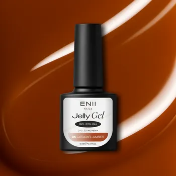 Lak na nehty ENII NAILS ENII Jelly Gel 05 Caramel Amber 10 ml - průsvitný gel lak UV/LED NO HEMA